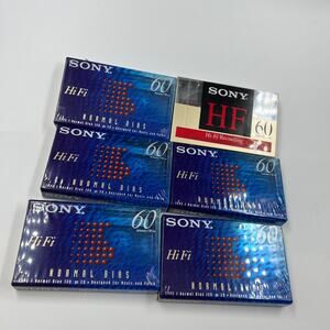 Sony Lot 6 Sealed NEW Blank Cassette Tapes HF HiFi Normal Bias 60 Minutes UX